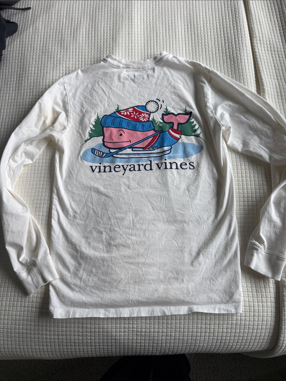 Vineyard Vines White Long Sleeve Whale Hockey Graphic Tee
